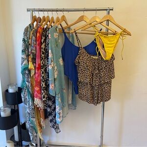 Women’s XL Lot of 10 Mixed Swimwear Cover Up Top Swimsuit Bikini Bottom Resort